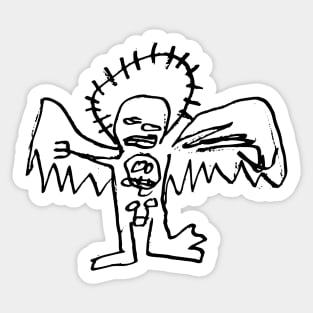 Angel Doodle Black Sticker